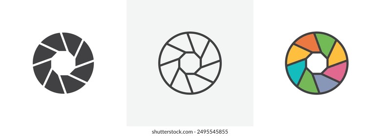 Shutter icon symbol collection on white background.