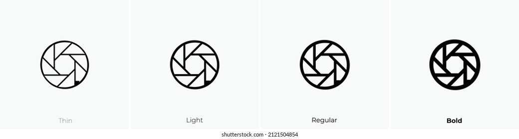 shutter icon. Thin, Light Regular And Bold style design isolated on white background