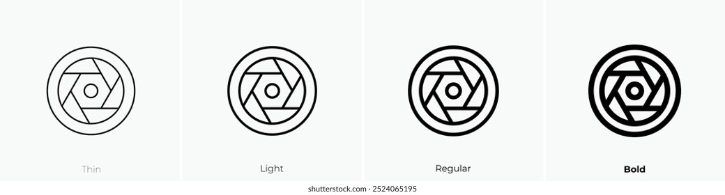 shutter icon. Thin, Light Regular And Bold style design isolated on white background