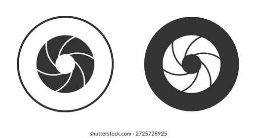 Icono del obturador en blanco y negro plano de moda. conveniente para el Diseño gráfico