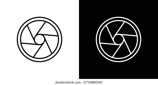 Icono de obturador en estilo de línea de trazo de moda. Conjunto de Vector de icono de Sitio web.