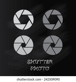 shutter icon vector on chalkboard ,Camera objective icon,shutter icon,camera vector ,shutter design 
