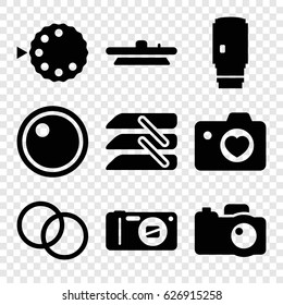 Shutter icons set. set of 9 shutter filled icons such as heart with camera, blinds