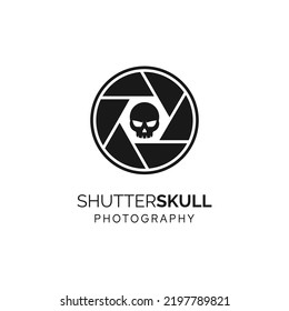 Shutter Lens Camera Skull Horror Logo, Design Vector Inspiration