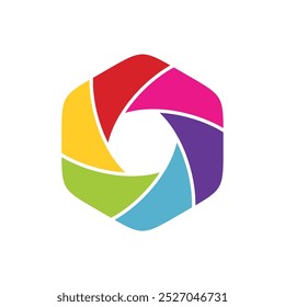Shutter Lens Photography Hexagon Vector Logo Template Illustration Design