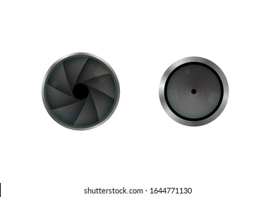 Shutter and lens. Vector illustration. Camera parts.