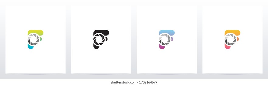 Obturador en el diseño F del logotipo de la letra