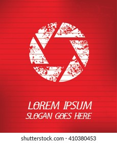Shutter on red background,poster grunge design