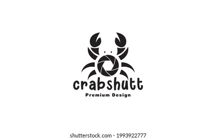 fotografía de obturación con el logotipo de cangrejo diseño de icono vectorial