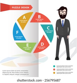 Shutter puzzle info graphic design and character,clean vector