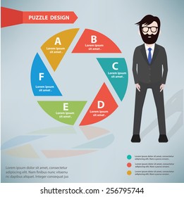 Shutter puzzle info graphic design and character,clean vector