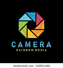 Obturador Diseño del logo Arcoiris con un estilo colorido.