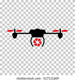 Shutter Spy Airdrone EPS vector icon. Illustration style is flat iconic bicolor intensive red and black symbol.