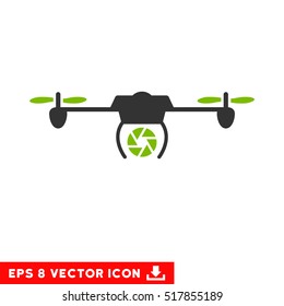 Shutter Spy Airdrone EPS vector icon. Illustration style is flat iconic bicolor eco green and gray symbol on white background.