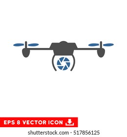 Shutter Spy Airdrone EPS vector icon. Illustration style is flat iconic bicolor cobalt and gray symbol on white background.