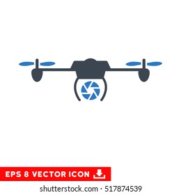 Shutter Spy Airdrone EPS vector icon. Illustration style is flat iconic bicolor smooth blue symbol on white background.