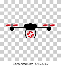 Shutter Spy Airdrone icon. Vector illustration style is flat iconic bicolor symbol, intensive red and black colors, transparent background. Designed for web and software interfaces.