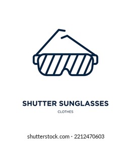 shutter sunglasses icon from clothes collection. Thin linear shutter sunglasses, sunglasses, shutter outline icon isolated on white background. Line vector shutter sunglasses sign, symbol for web and 