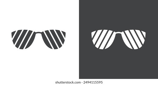 Icono de gafas de sol de persiana Conjunto plano en color blanco y negro contorno de Vector