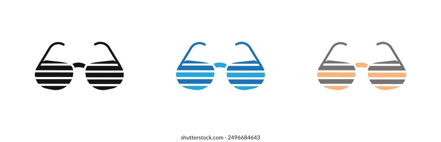 shutter sunglasses icon outline collection or set in black and white