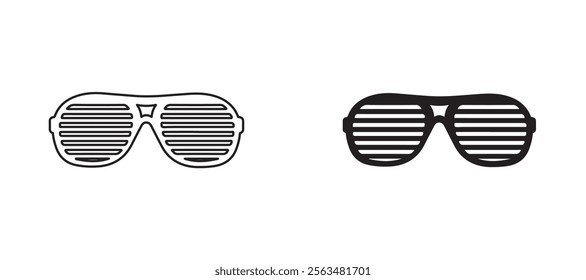 Shutter sunglasses icons in outline and fill. vector illustration for ui.