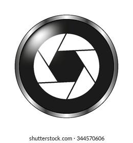 Shutter - vector icon; black button