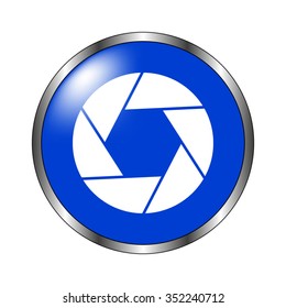 Shutter - vector icon on the blue button