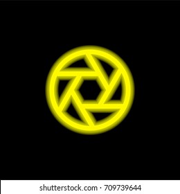Shutter yellow glowing neon ui ux icon. Glowing sign logo vector