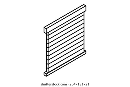 Shuttered window, Crime Prevention and Home Security Black and White Isometric Icon, Vector Illustration