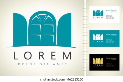 Shutters vector design with business card template editable.