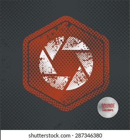 Shutter,stamp design on old dark background,grunge concept,vector