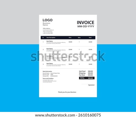 Shutterstock :   invoice bill template payment slip paper quotation receipt voucher
Modern business invoice template design bundle. Bill form business invoice vector. Corporate invoice template set, r