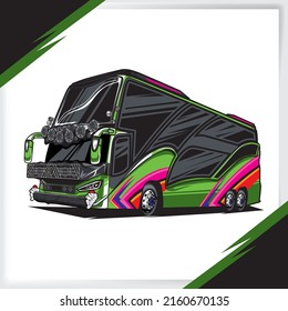 Shuttle Bus Color Illustration Version Green Pink