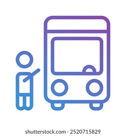Shuttle bus gradient icons. enhance Your travel and public transit designs. editable stroke, suitable for websites, UI and interfaces.
