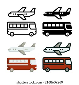 Shuttle Bus Icon Set Collection