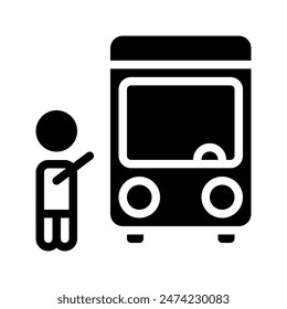 Shuttle bus icon. with a soild style. Suitable for use on websites, UI and mobile apps.