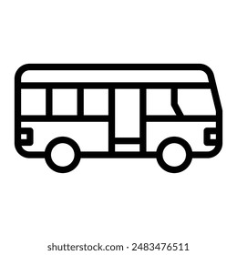 Shuttle Bus Vector Line Icon Design