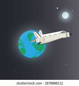 Shuttle. The flight of the spacecraft, vector illustration