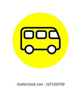 shuttle icon outline style vector in yellow color Perfect for traffic signs 