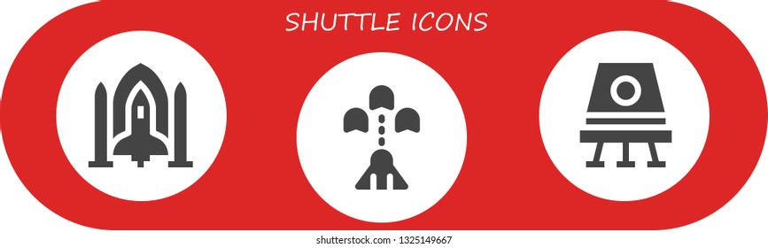 shuttle icon set. 3 filled shuttle icons.  Simple modern icons about  - Spaceship, Space capsule