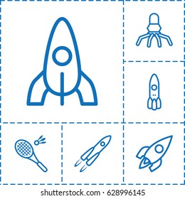 Shuttle icon. set of 6 shuttle outline icons such as rocket