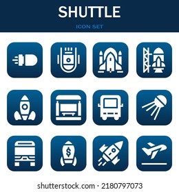 shuttle icon set. Vector  illustrations related with Missile, Space capsule and Rocket ship