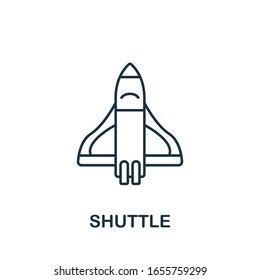 Icono de lanzadera de la colección usa. Icono de Shuttle de línea simple para plantillas, diseño web e infografías