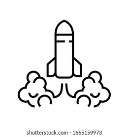 Icono de línea de lanzamiento del lanzador, signo de concepto, ilustración del vector de contorno, símbolo lineal.
