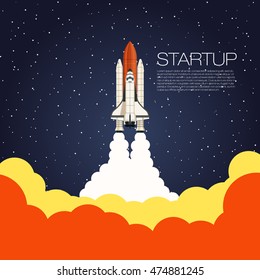 Shuttle Launch. Spaceship and space background. Projects template for business