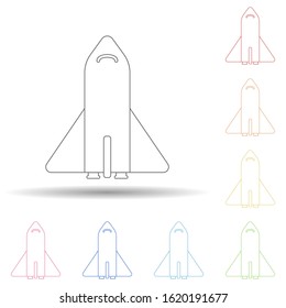 Shuttle in multi color style icon. Simple thin line, outline vector of space icons for ui and ux, website or mobile application