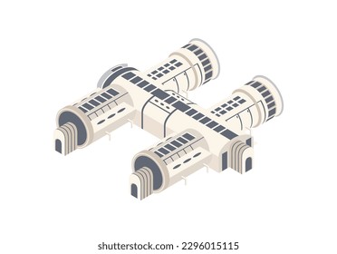 Shuttle on mars. Spaceship for travel and exploration of space and galaxy. Modern technologies and innovations, science fiction and futurism. Cartoon isometric vector illustration