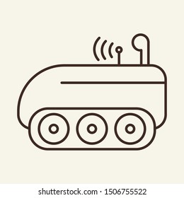 Shuttle with wheels line icon. Space, planet, vehicle. Space technology concept. Vector illustration can be used for topics like cosmonautics, modern technologies, science
