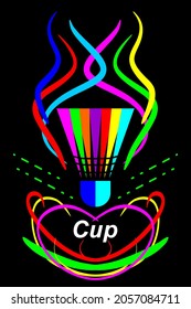 shuttlecock background in colorful ornamental trophies. trophy creative design vector illustration for badminton