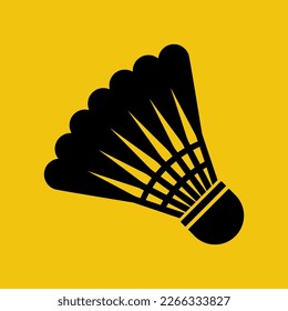 Shuttlecock for badminton black icon, isolating icon in flat design with long shadow. Vector illustration. Sports equipment.
